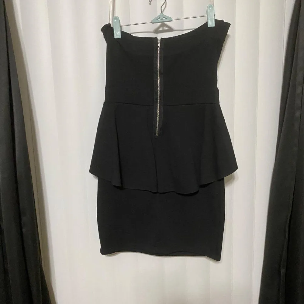 Poof Culture strapless black peplum dress, zippered back Black Size undefined - Image 2