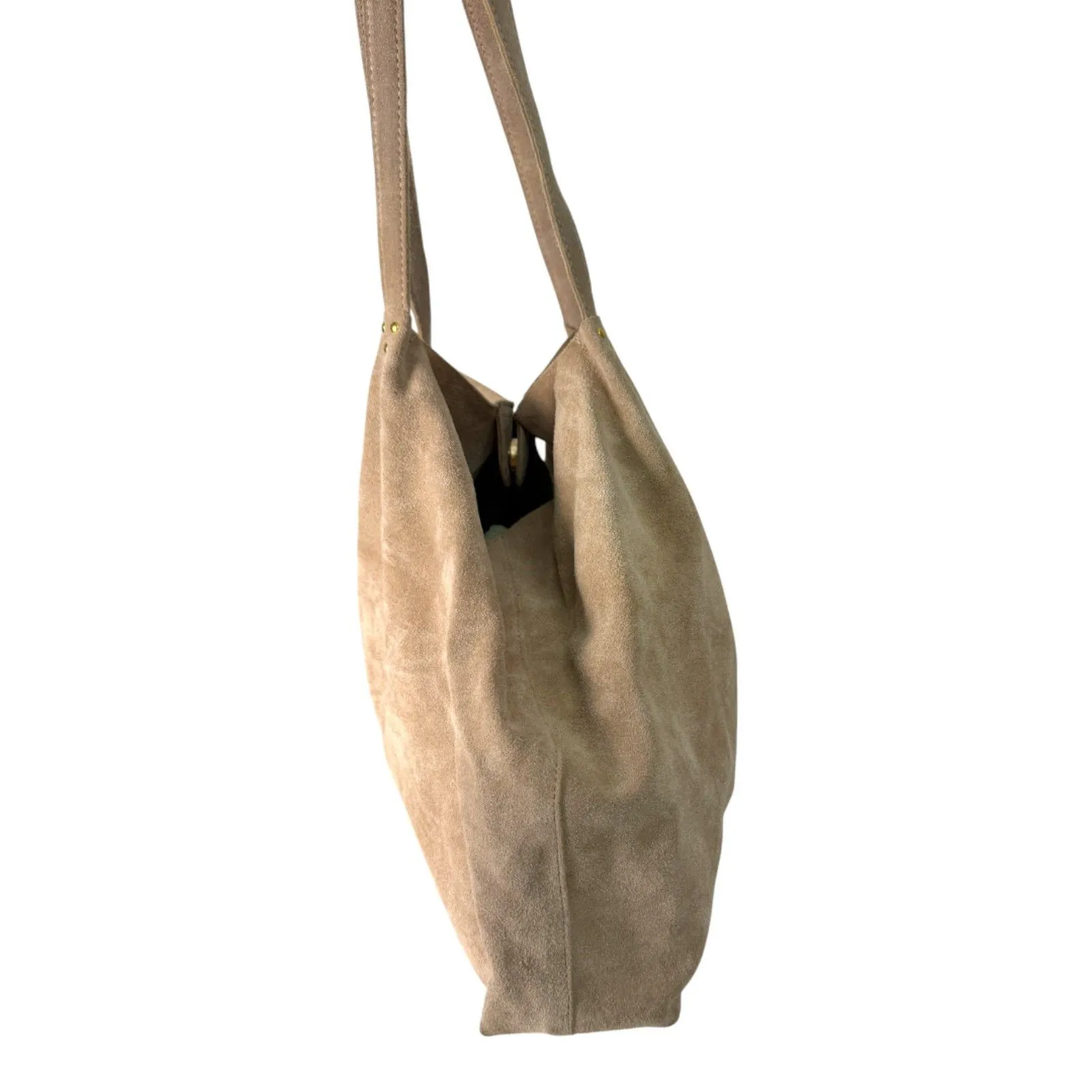 Haute Hippie Leather Suede Festival Hobo Bag Cream Beige Purse - Image 3