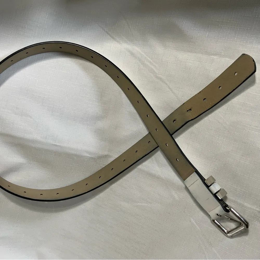 Steven Madden Bone White Faux Leather Multi Loop Silver Buckle Belt L/XL - Image 7