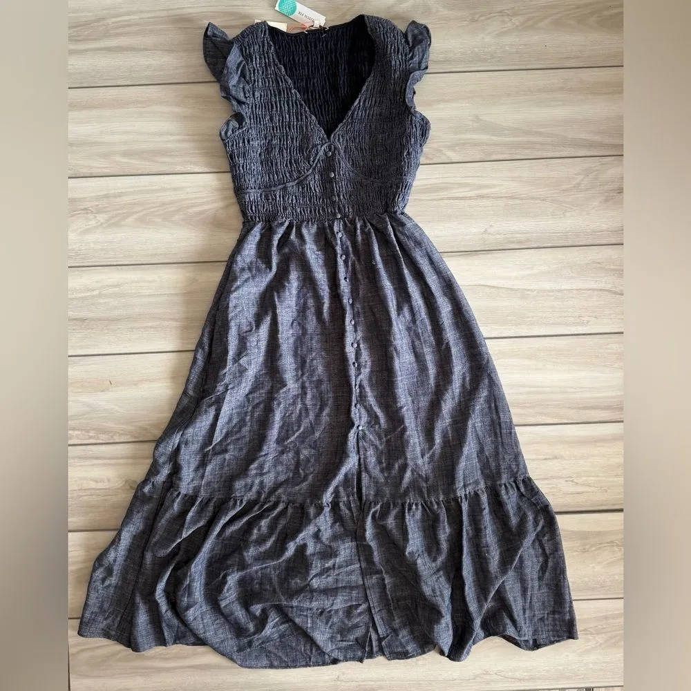 Skies are Blue Ciela Tier Hem Maxi Dress Blue Medium NWT STITCH FIX - Image 4