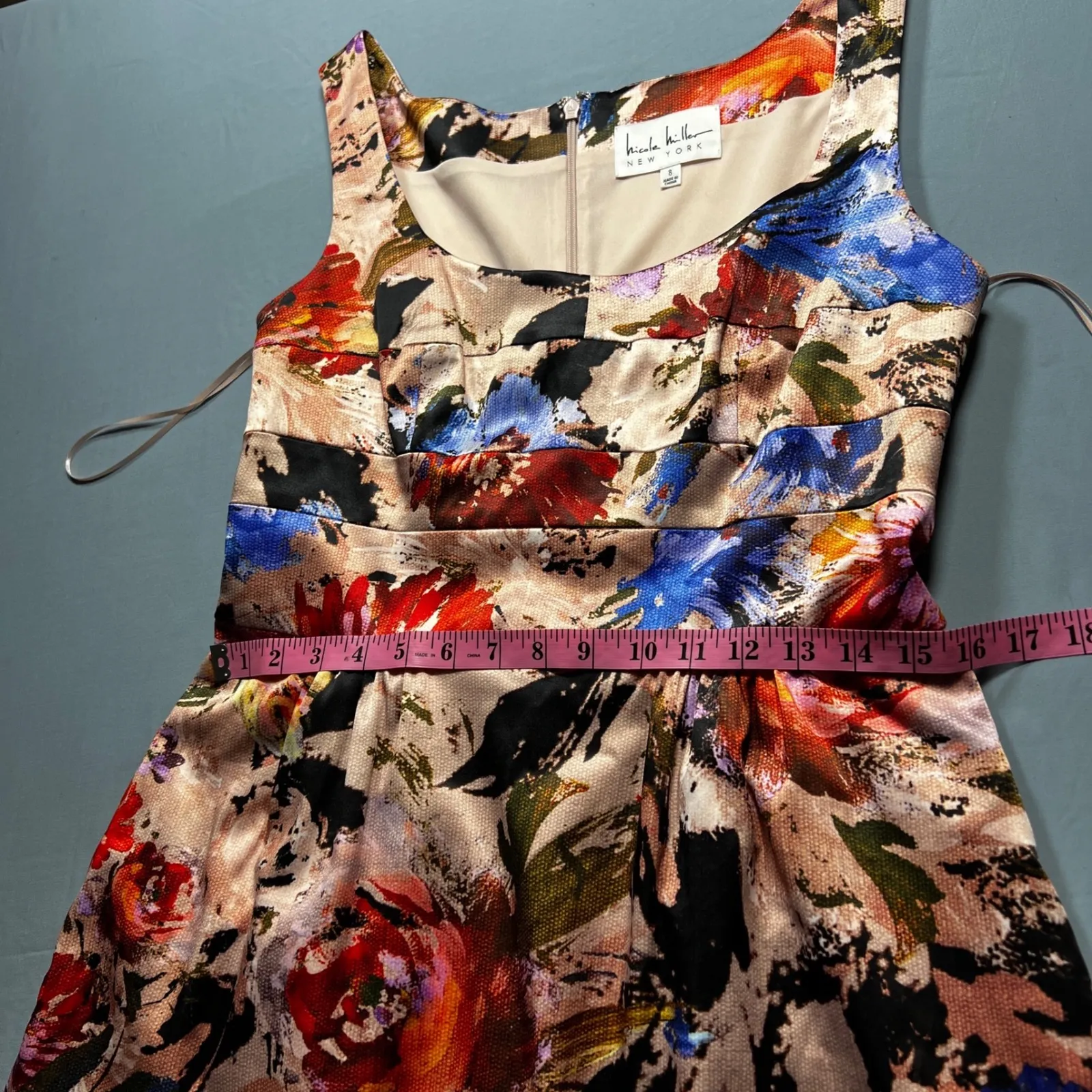 Nicole Miller New York Floral Print Sleeveless Fit & Flare Dress Size 8 - Image 9