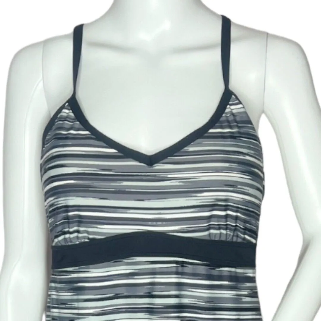 Athleta Women's Shorebreak Swim Dress Gray‎ Black Sleeveless V-Neck Size Medium - Image 5