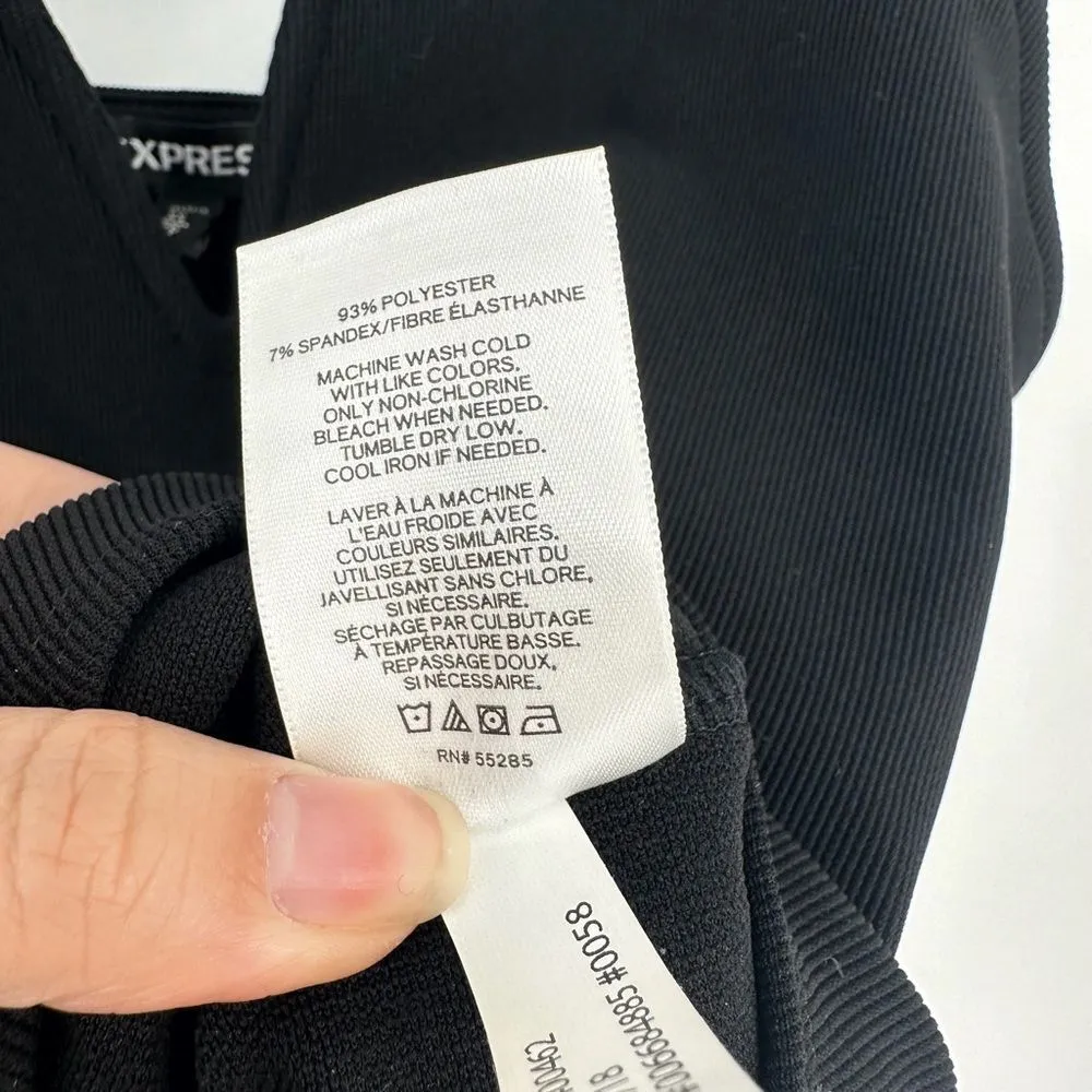 NEW Express V Wire One Piece Bodysuit Ribbed Thong Bottom Black Women's XS - Image 7