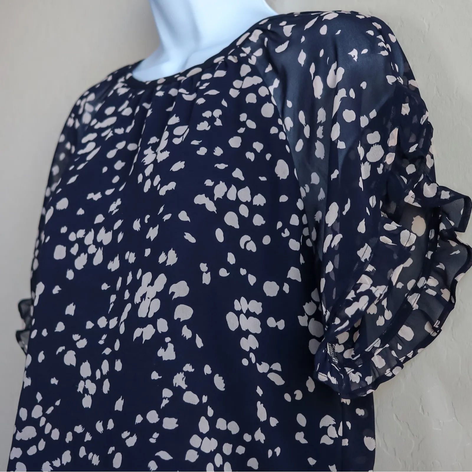 Madewell‎ Memento Ruffle Sleeve Drifting Petals Top Navy Floral Print Women's XS - Image 2