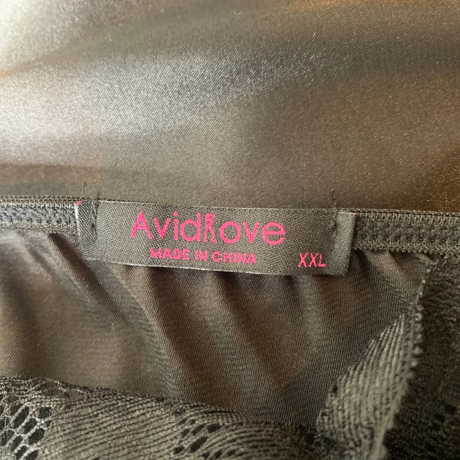 Black Satin and Lace AvidLove XXL Slip Neglige Dress - Image 7