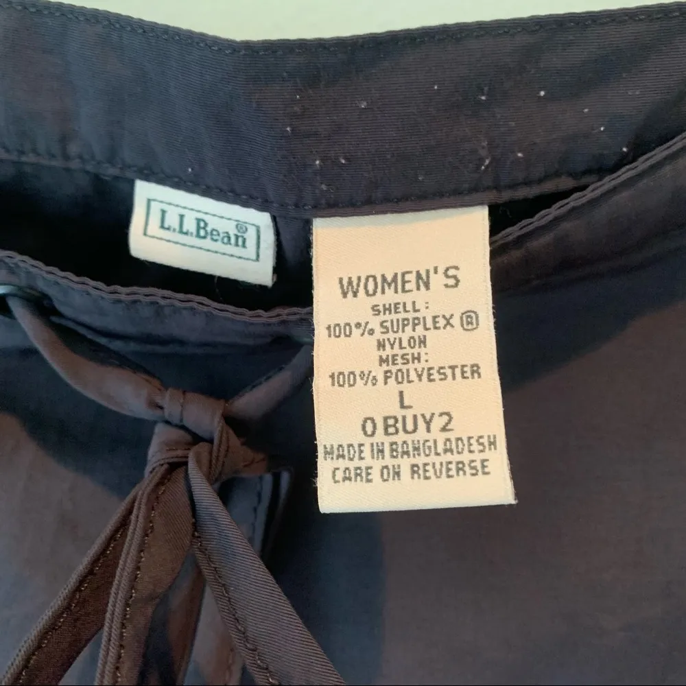 LL Bean Black Nylon Drawstring Skirt Hiking Large L - Image 4