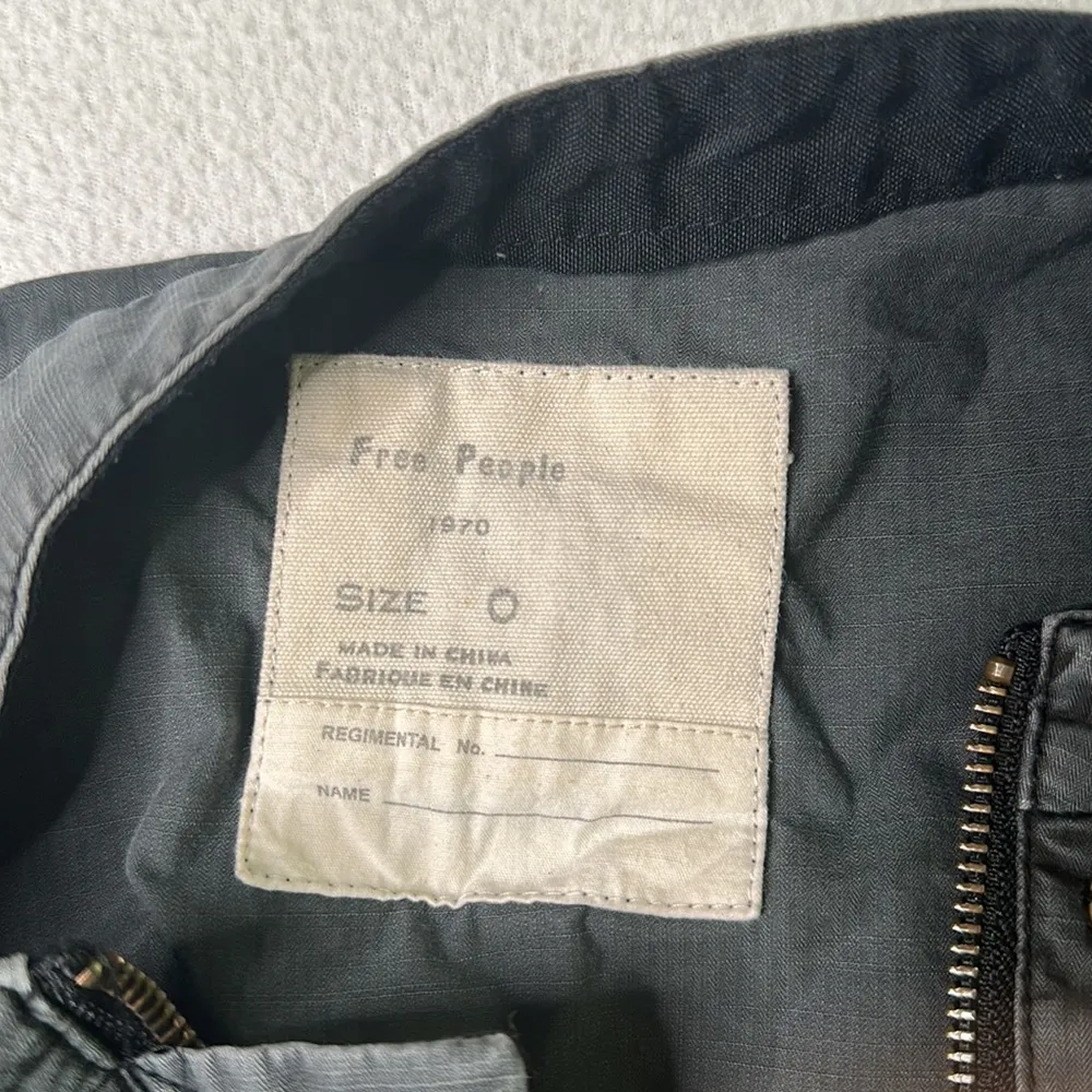 Free People 1970 Gray Faded Black Military Style Lightweight - Image 3