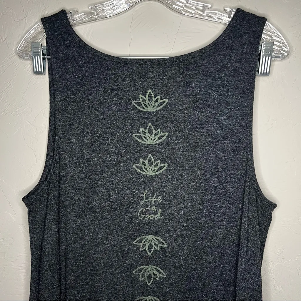 Life is Good Heathered Gray Sleeveless Lotus Maxi T-shirt Dress - Image 9