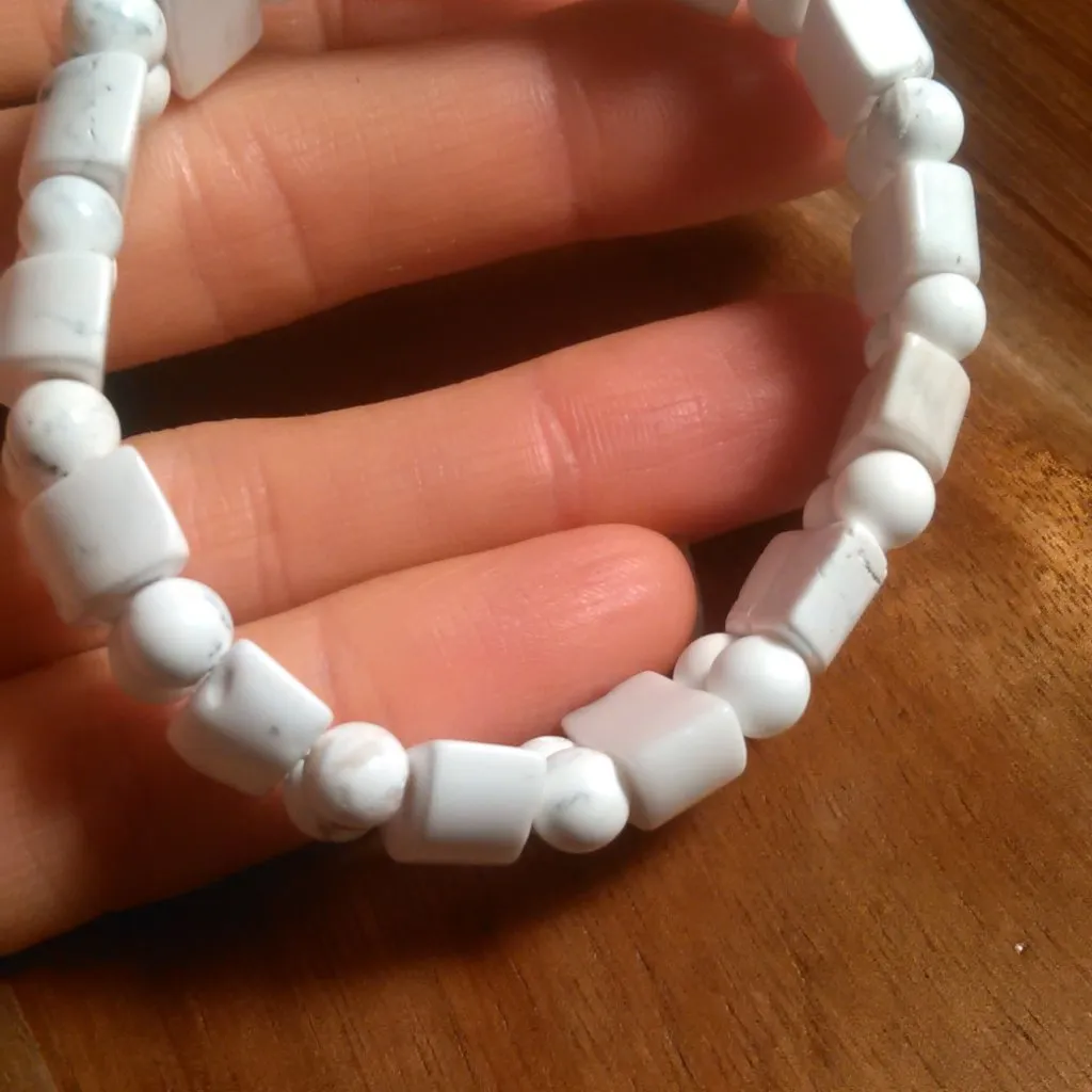 White Howlite Tanker Stretch Bracelet (6 - Image 6