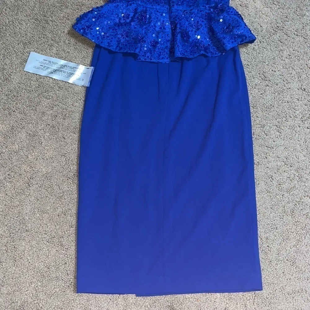 Dress the Population Arabella Floral Embellished Peplum Bodycon Electric Blue XS - Image 11