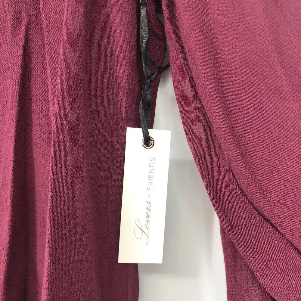 NEW Lovers + Friends Maroon Top Blouse High Low Long Split Sleeves Size XS - Image 6