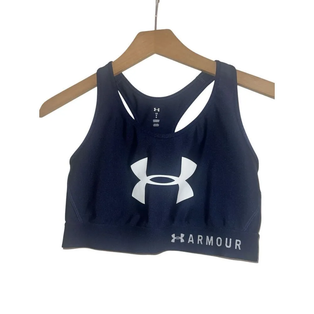 ✨Under Armour Women's Mid Keyhole Graphic Sz Large Navy Sports Bra✨ - Image 7