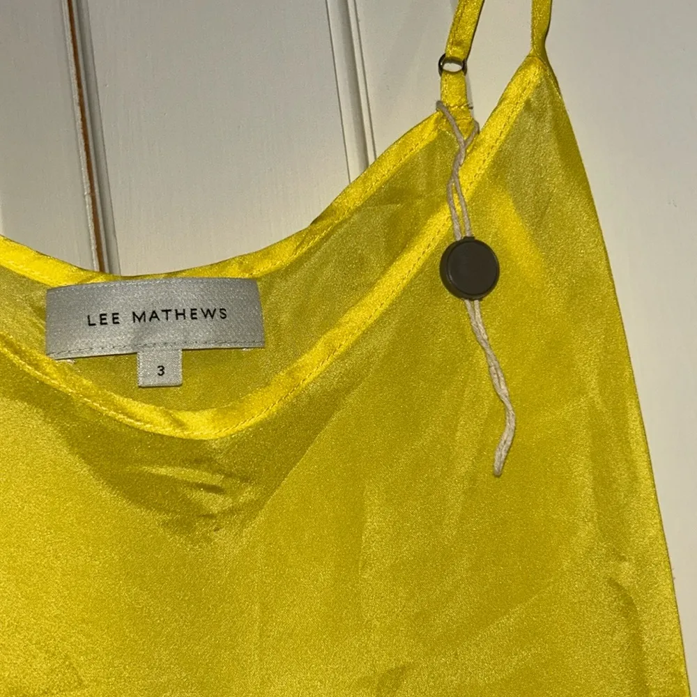 Lee Matthew’s Stella Silk Satin Sunshine Yellow Slip Maxi Dress Size 8 NEW - Image 6