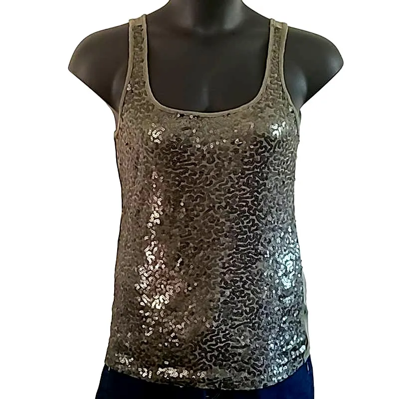 Excellent Old Navy Women Green Sequin Embellished Sleeveless Tank Top Size Large - Image 6