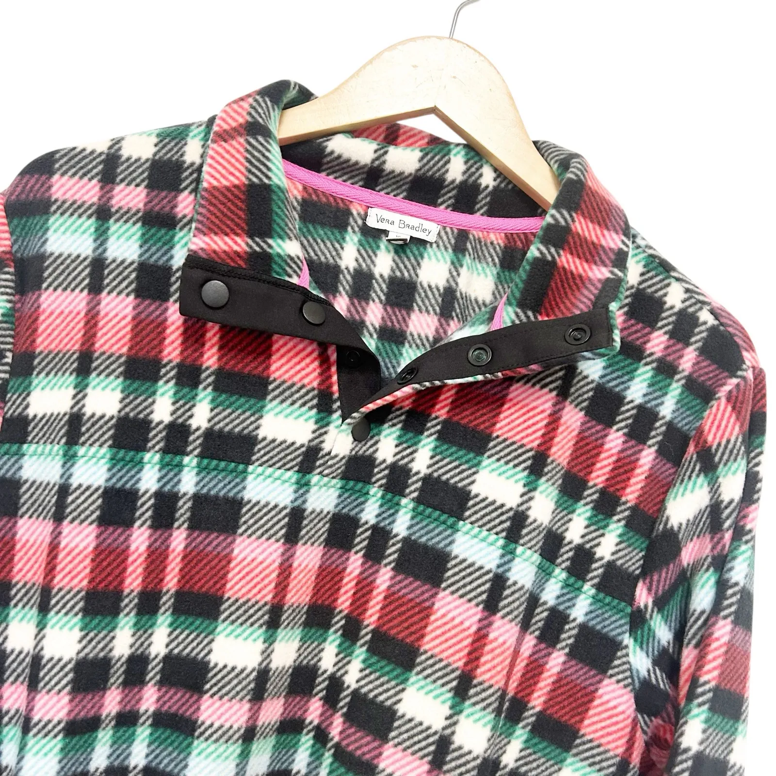 Vera Bradley Cozy Pajama Top RIbbons Plaid Fleece Sz XL - Image 3