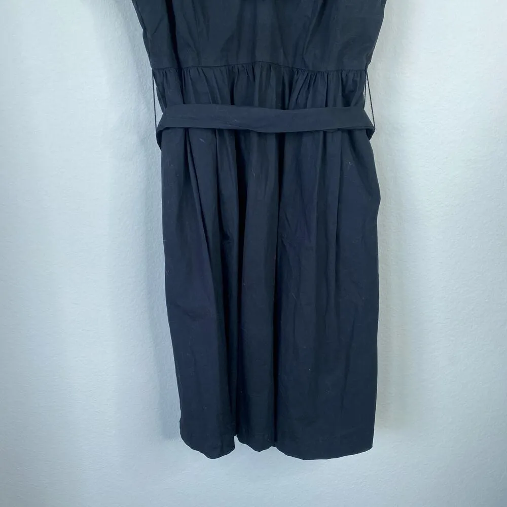 HILL HOUSE The Ana Nap Dress Mini V-Neck Poplin Black Size Small Elegant - Image 7