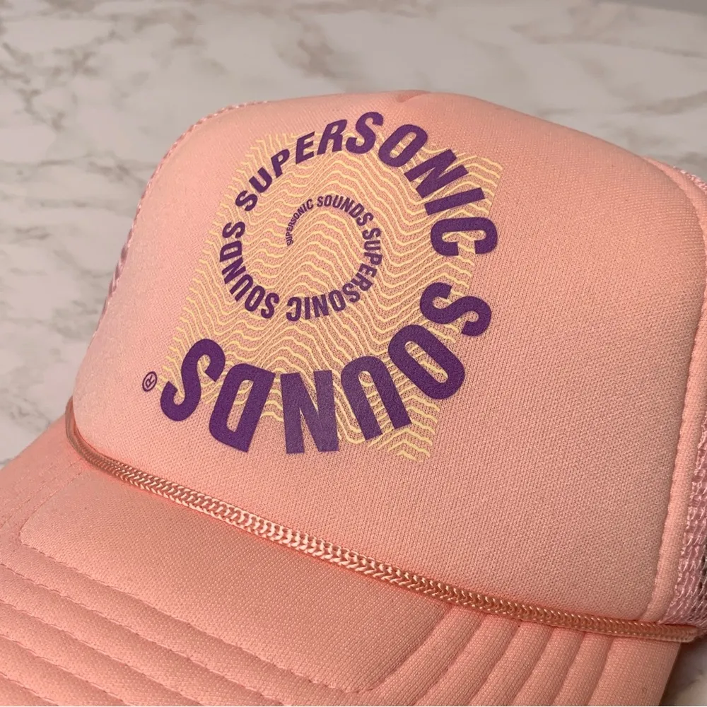 Urban Outfitters Coney Island Picnic Supersonic Sounds Pink Trucker Hat - Image 10