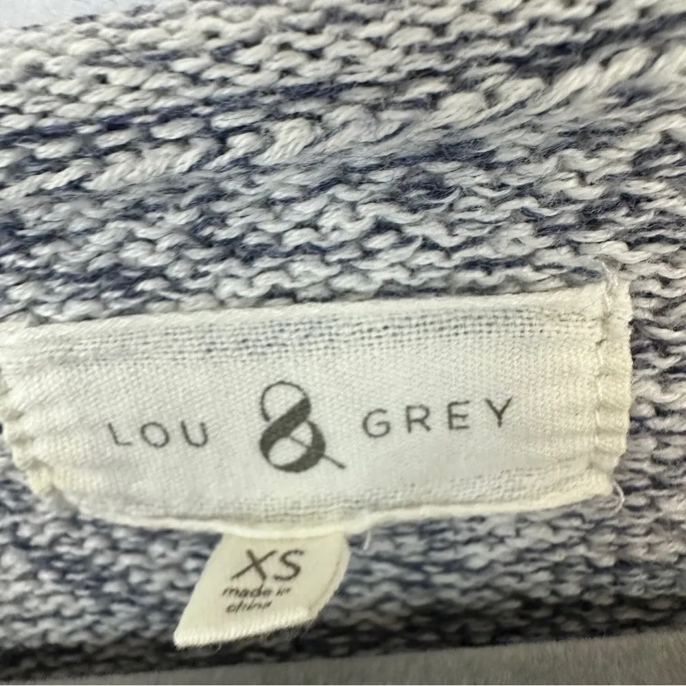 Lou and Grey Heathered Slate Blueish Grey and White Cotton Sweater - Image 4