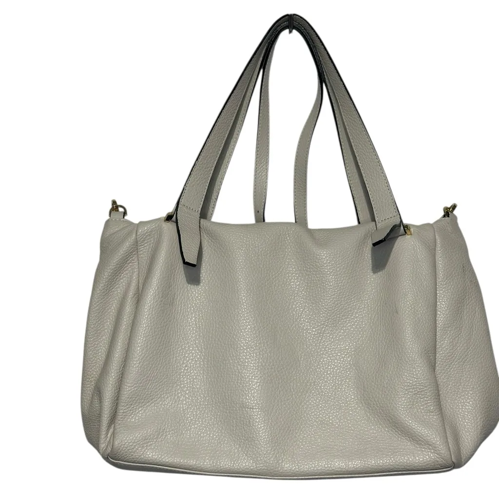 Gianni Chiarini Cream Pebbled Leather Tote Shoulder Crossbody Bag Zip Top Tan - Image 2