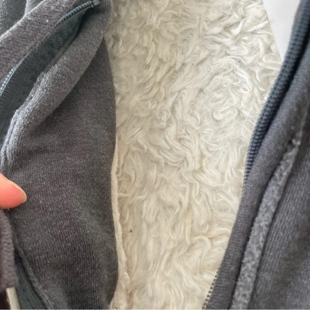 Disney Parks Disneyland 55 Years Faux Fur Hoodie Sweater Embroidered Grey Small - Image 4