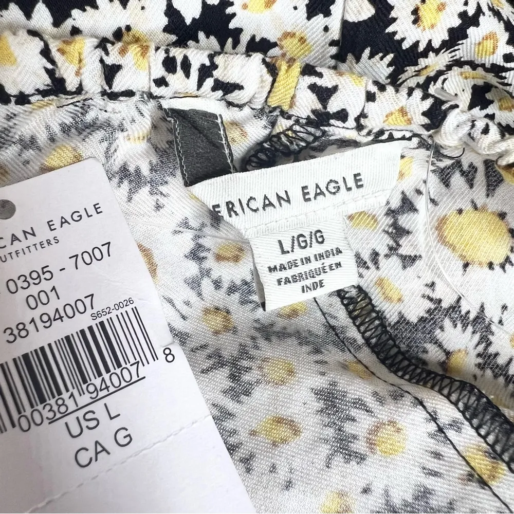 NWT American Eagle Daisy Print Floral Mini Dress Size Large Black White Yellow - Image 10
