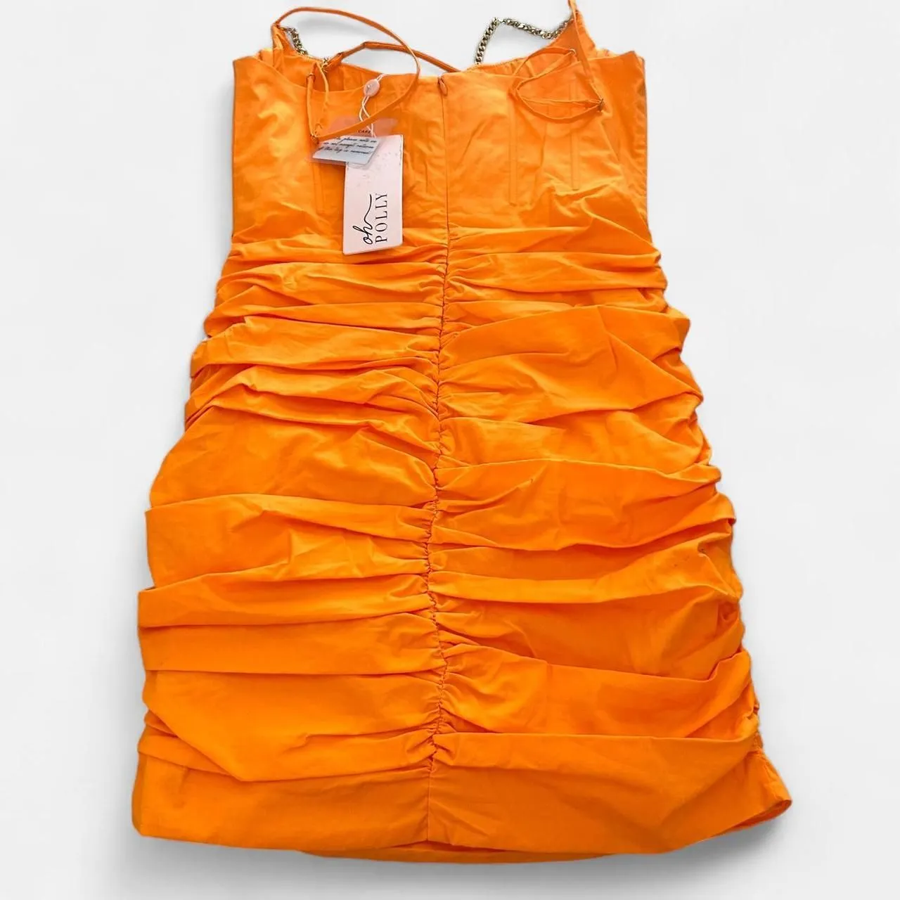 Oh Polly Orange Corset Mini Dress ⚡ Gold Chain Strap Y2K Clubwear size 4 new - Image 3
