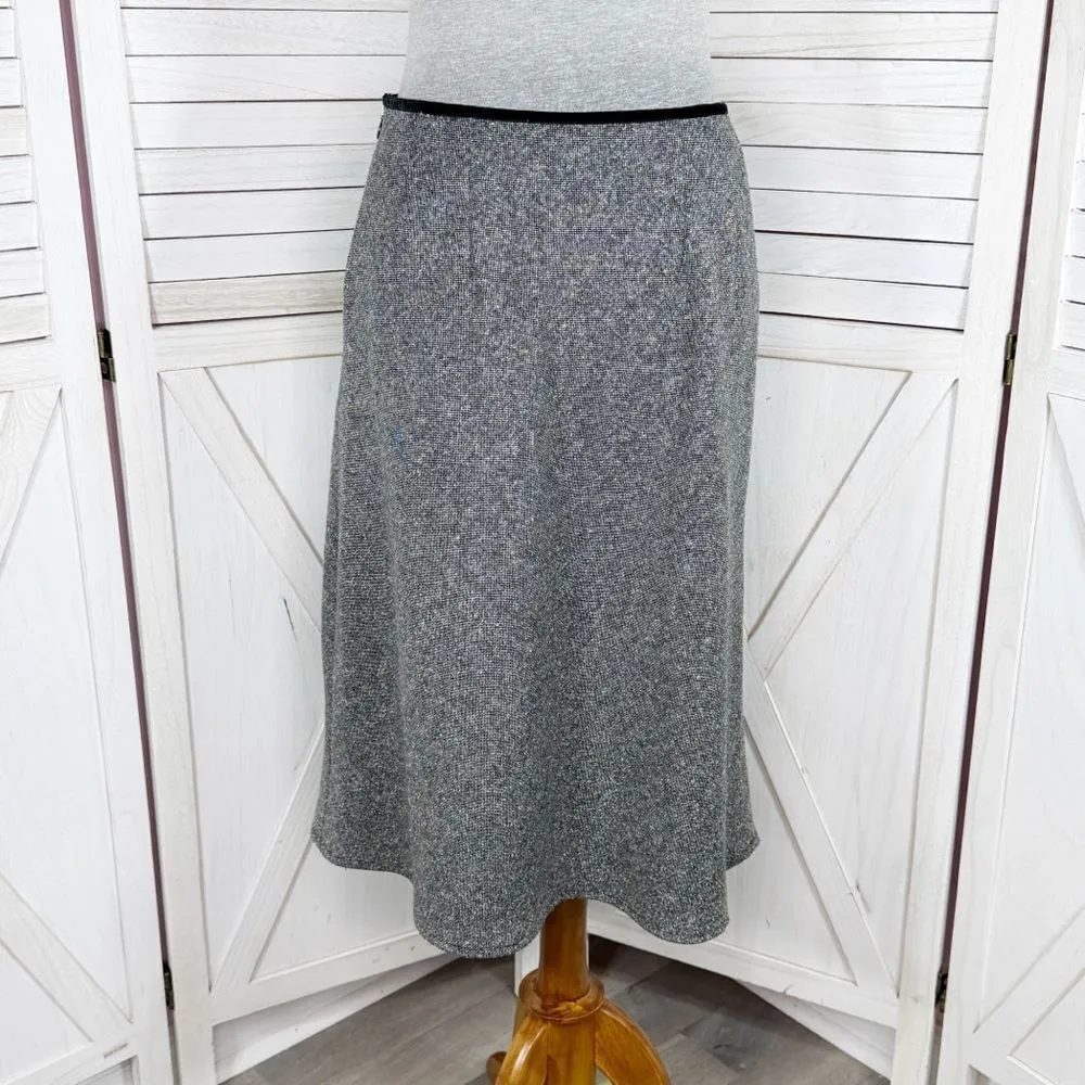 The Limited Sequin Flower Wool Silk Blend Tweed A Line Skirt Grey 4 Retro Career - Image 4
