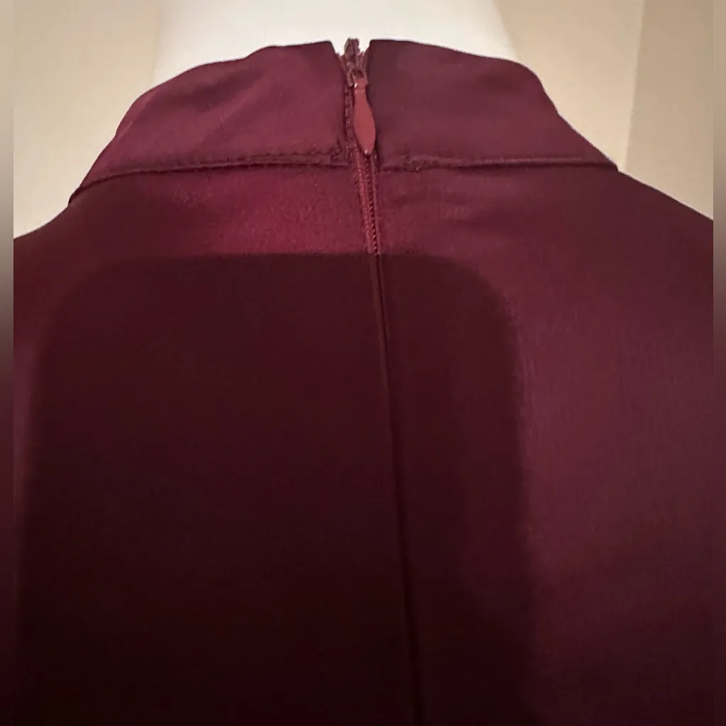 Chicwish Deep Satin Burgundy Long Sleeve 3 Gold Long Button Dress Sleeves  Sz XS - Image 8