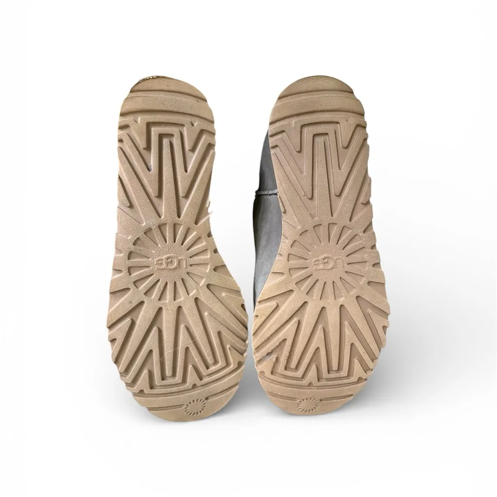 UGG Classic Femme Mini Slate Suede Fur Wedge Boots Womens Size 9.5 - Image 3