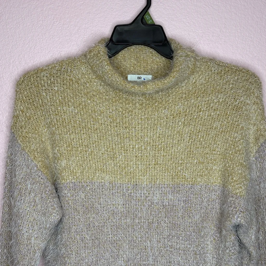 BP. Colorblock Mock Neck Sweater XS – Cozy Neutral Knit Pullover - Image 2