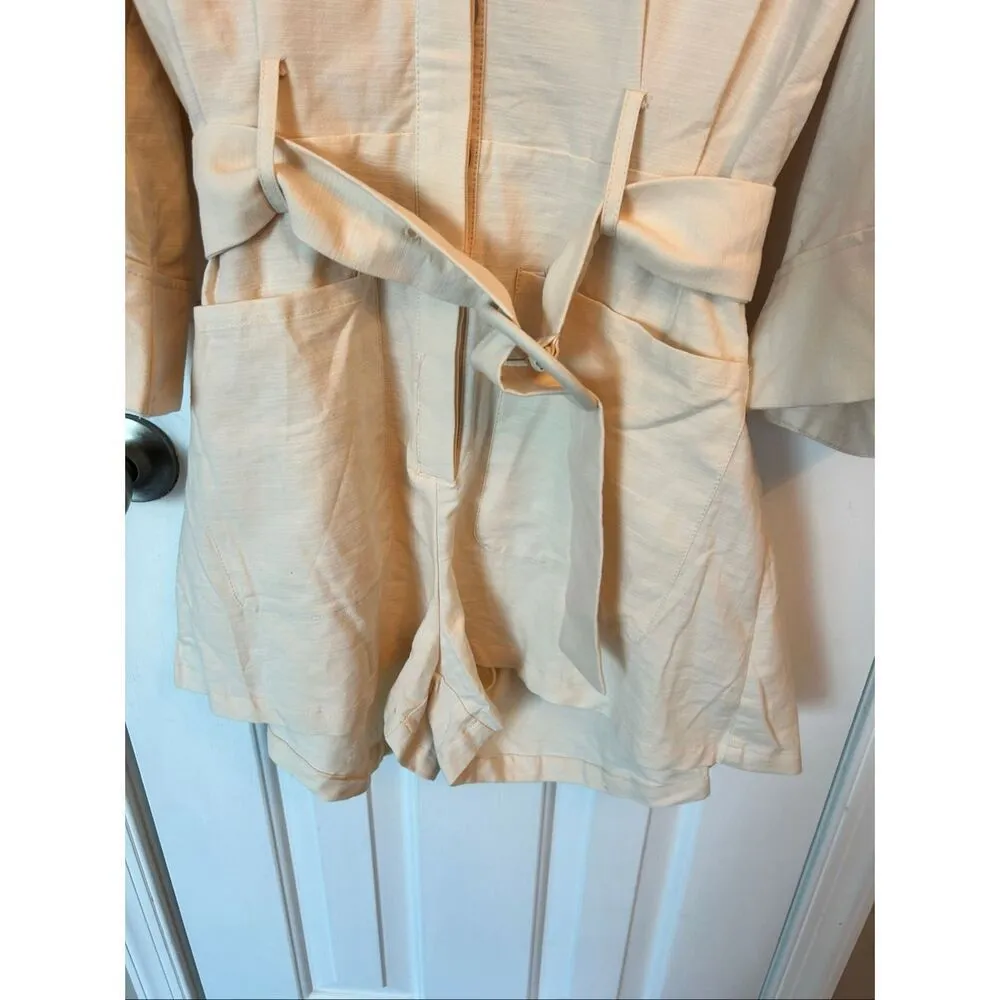 SHEIN 100% Cotton jump romper suit size M tan or ivory color flared sleeves - Image 7