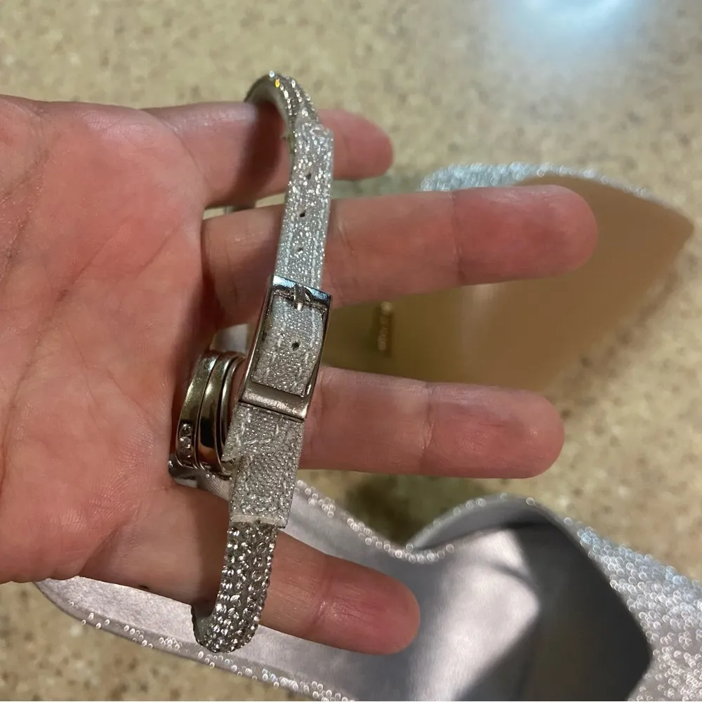 Billini Esara Silver Glitter Rhinestone Ankle Strap Pumps Size 9 - Image 9