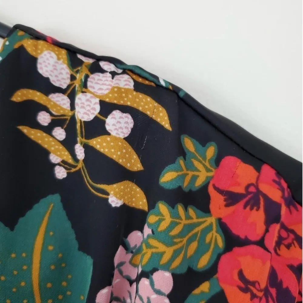 H & M Conscious Collection Kimono Dress Black Floral Pockets US 4 - Image 13