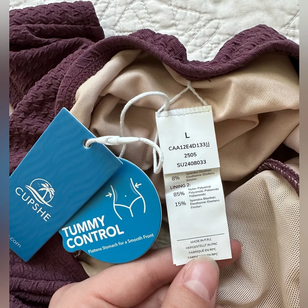 NWT Cupshe Plum Plunging Tummy Control One-Piece - Image 6