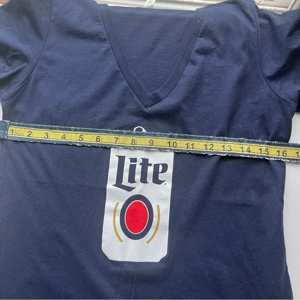 Bella Canvas Deep Blue Miller Light Beer Can V-Neck Tee - Image 6