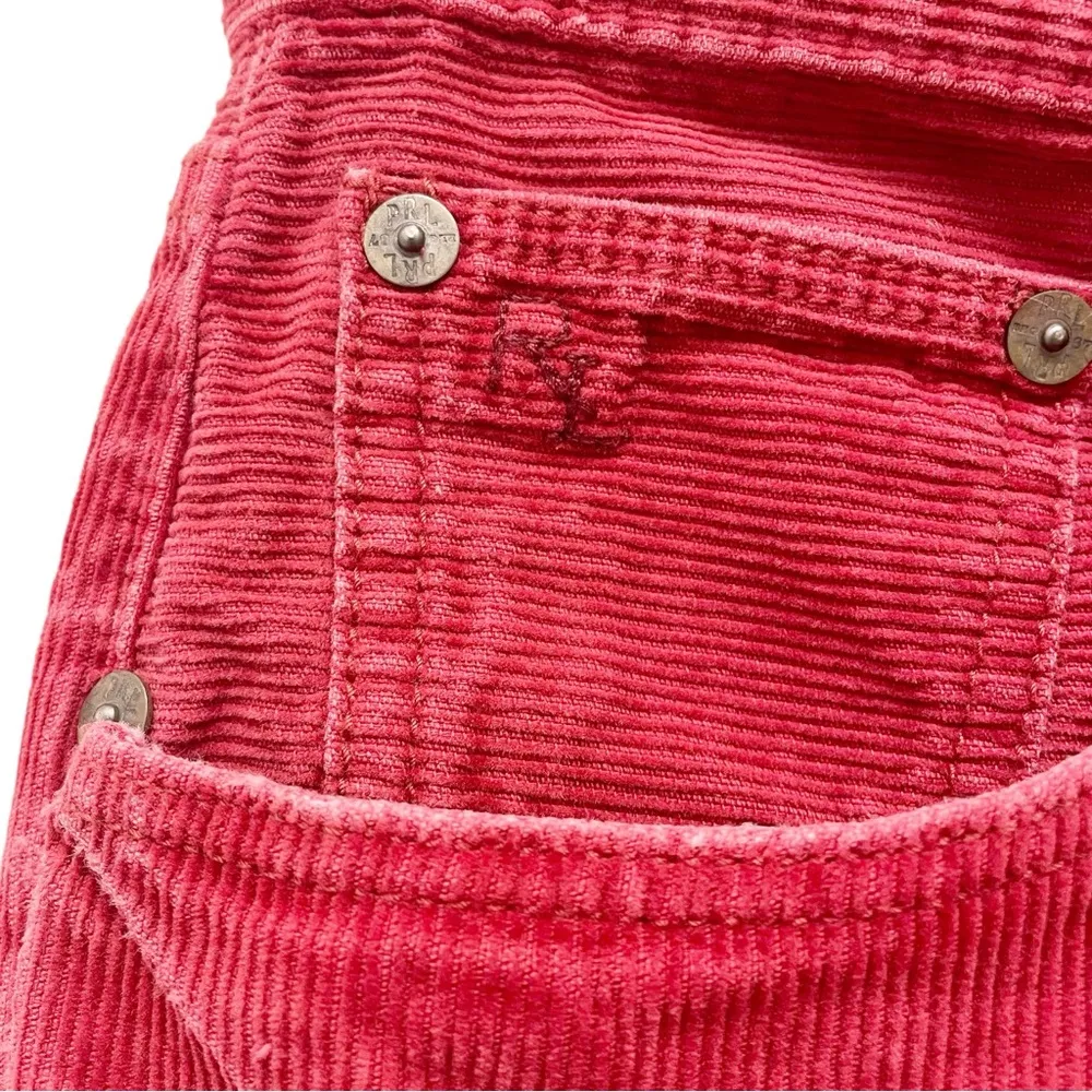 Vintage Polo Ralph Lauren Pants Brick Red Corduroy Straight Leg Jeans Size 28 - Image 6
