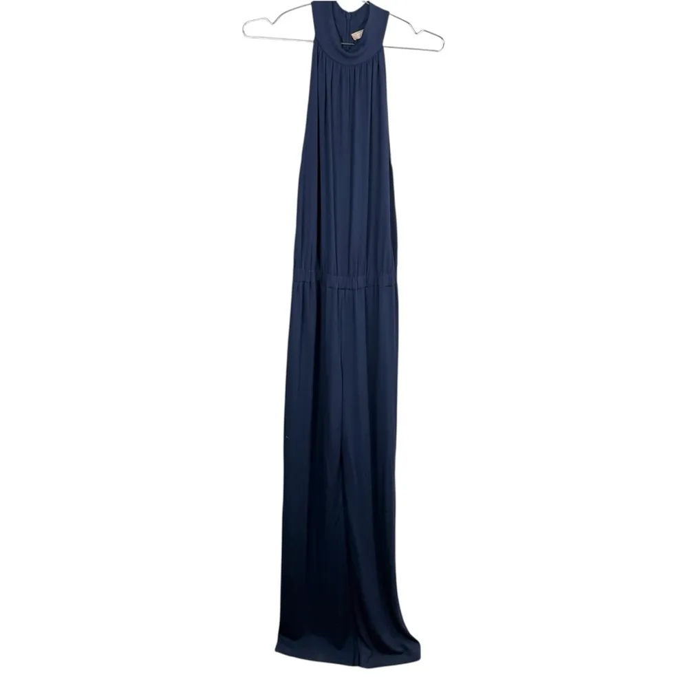 Michael Kors Collection Navy Sleeveless Draped Jumpsuit Blue Size 8 - Image 2