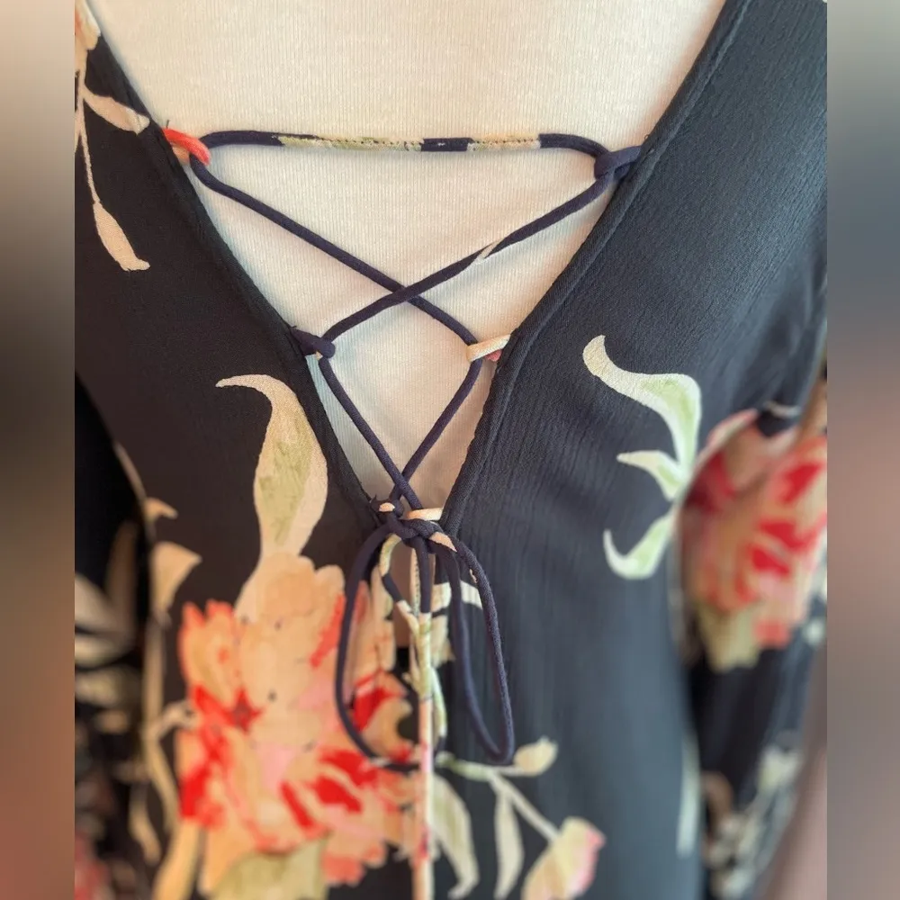 Billabong 70’s Style Floral Black Corset Back Festival Concert Comfy Dress - Image 8