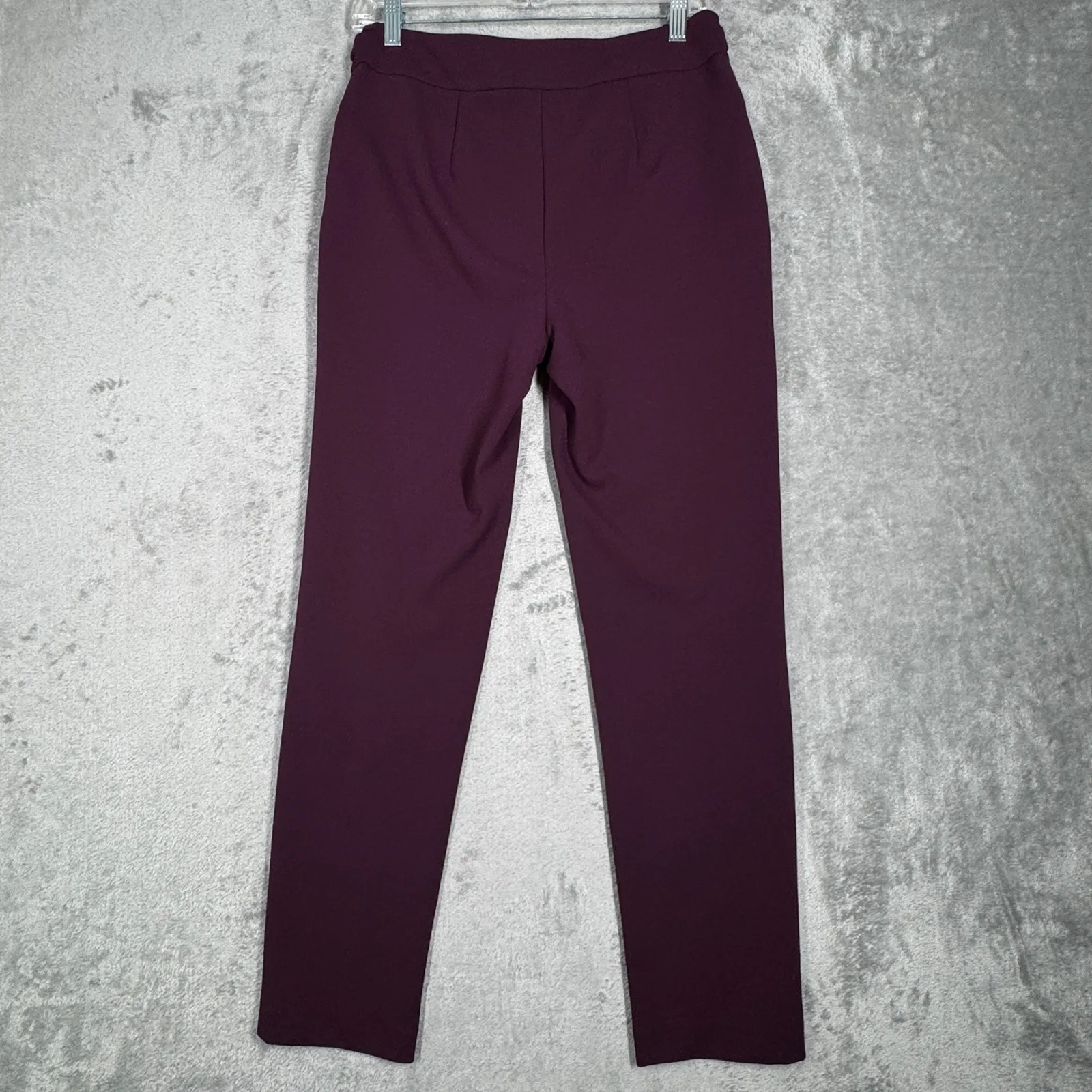 Calvin Klein Pants Gold Zipper Pocket Straight Career Stretch Plum Purple Size 6 - Image 3