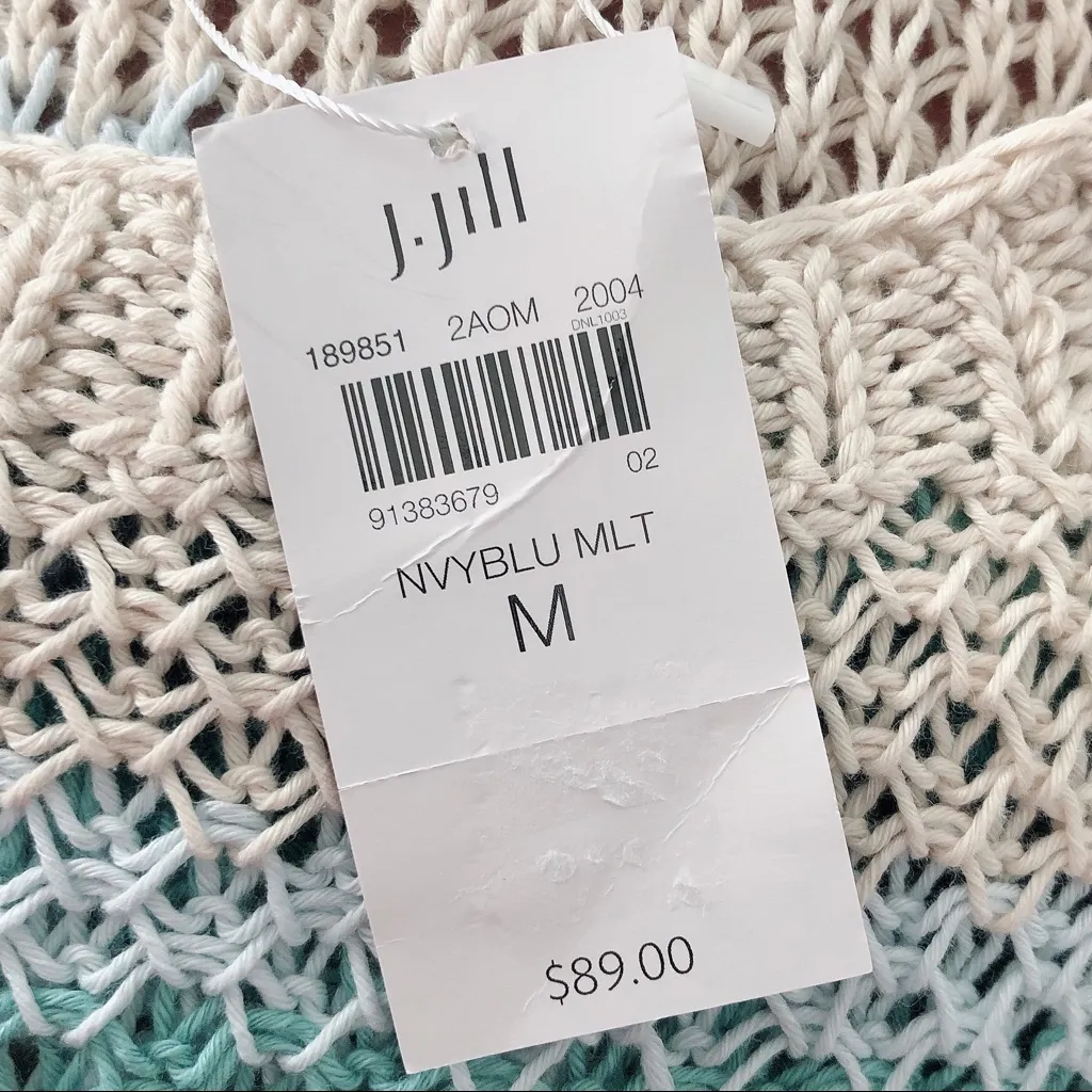J.Jill Linen Crochet Sweater in Multicolor, Size M, NEW Blue Size M - Image 6
