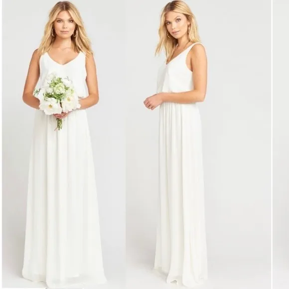 Show Me Your Mumu Kendall Maxi Dress Gown Wedding Cake Chiffon Bridal Size S - Image 2