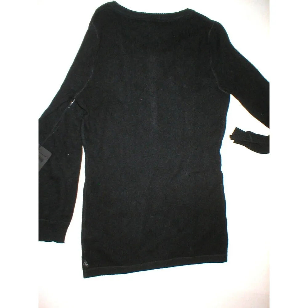 New Womens Designer True Religion Jeans Black Sweater Top NWT XS Henley Cashmere - Image 7