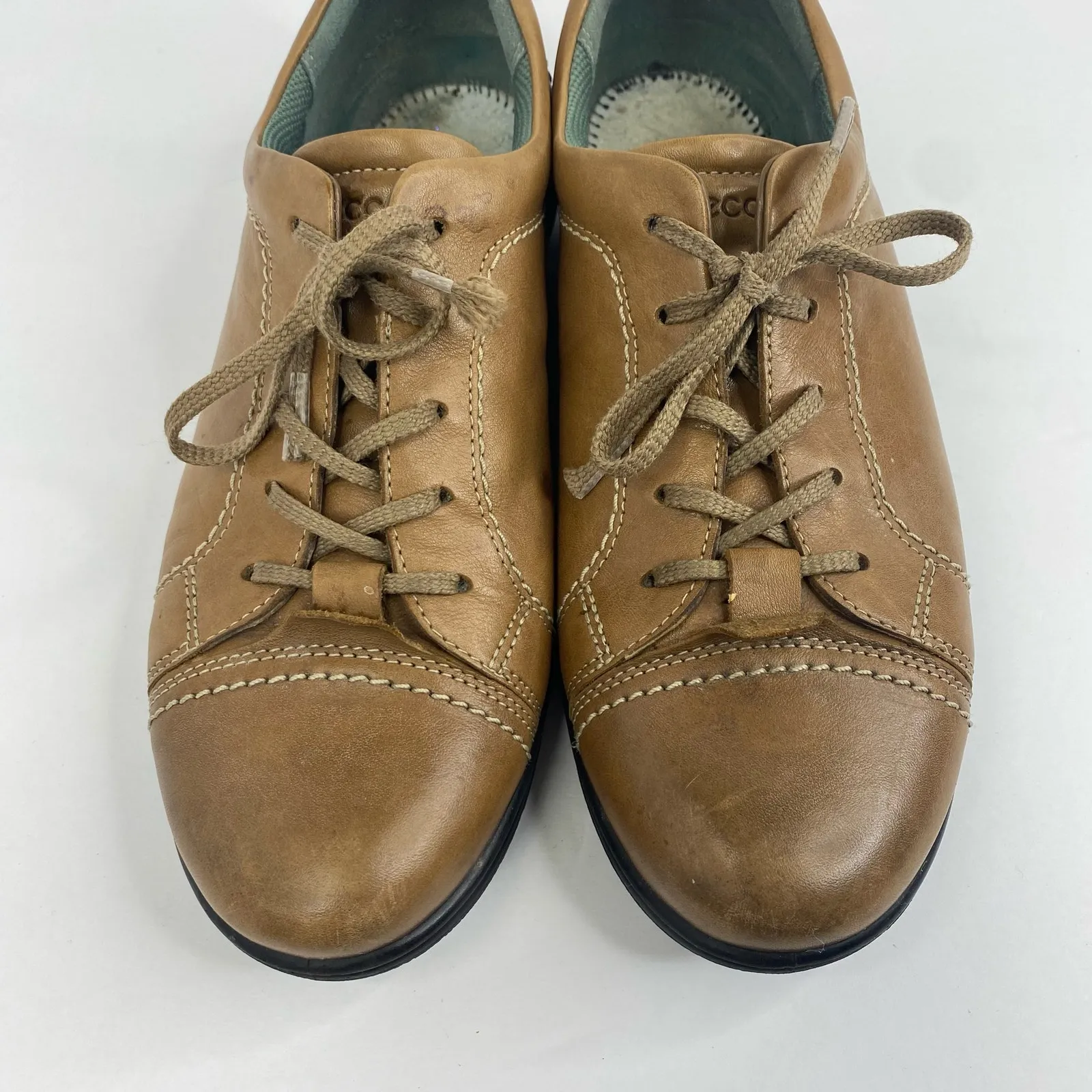 Ecco Cap Toe Oxford Derby Casual Leather Shoes Brown Womens size 40 9.5 - Image 3