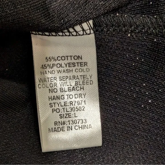 Umgee Womens L Large Shimmery Black Silver Ruffle Off-Shoulder Blouse Top Shirt - Image 4