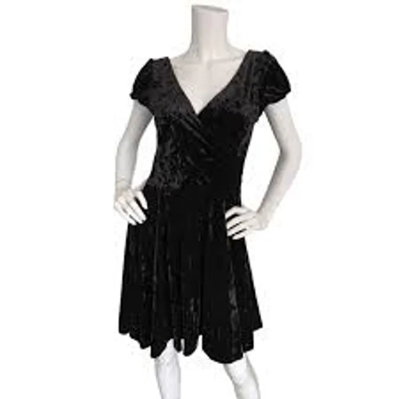Vintage BETSEY JOHNSON Velvet Mini Dress FAIRY GRUNGE STRETCH Small Black Label - Image 2