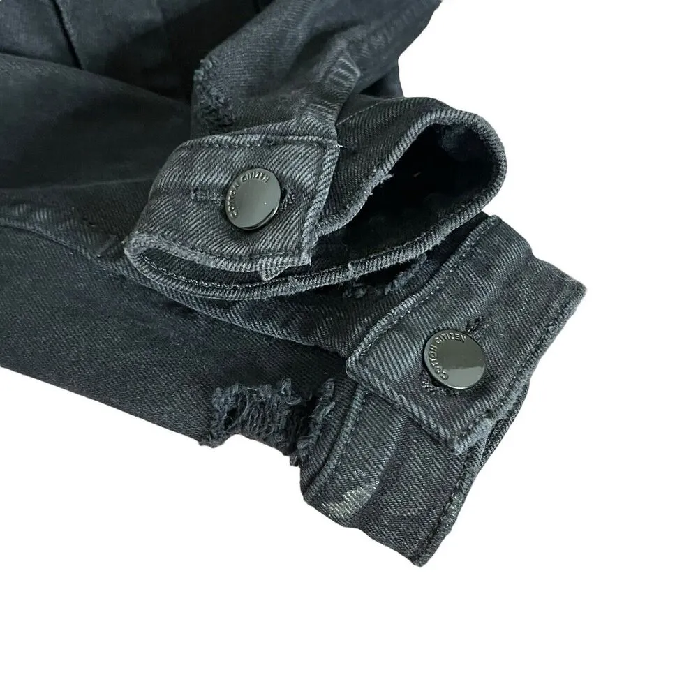 Cotton Citizen Distressed Denim Jacket Washed Black Jean Cropped Women’s Size S - Image 6