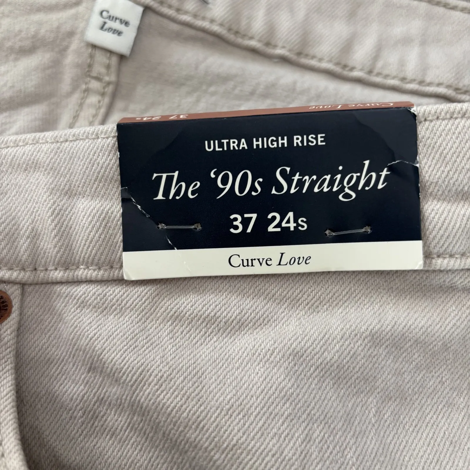 Abercrombie & Fitch The 90s Straight Ultra High Rise‎ Jeans Womens 37 24S Beige - Image 8