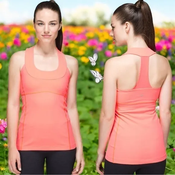 Lululemon Scoop Neck Tank in Color Luon (Coral) Athletic Outdoors Women's XS - Image 2