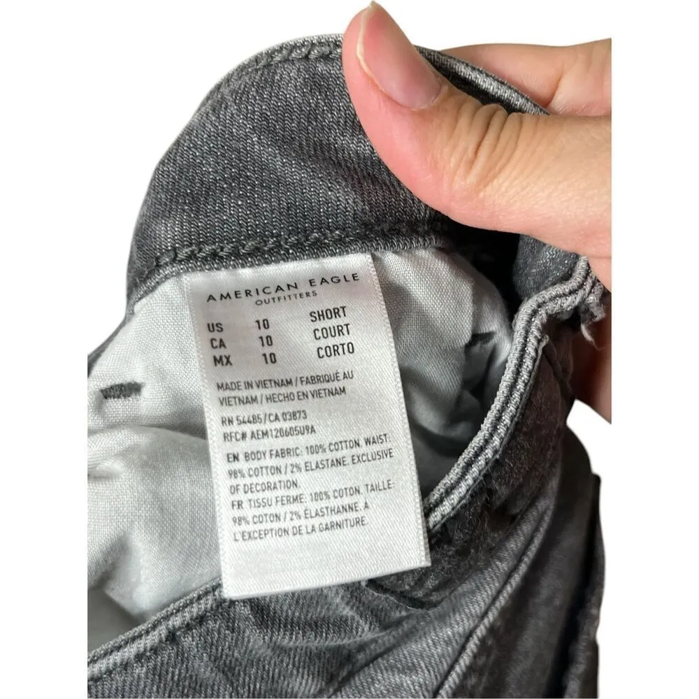 American Eagle Gray Distressed Mom Jeans Size 10 short - Image 10