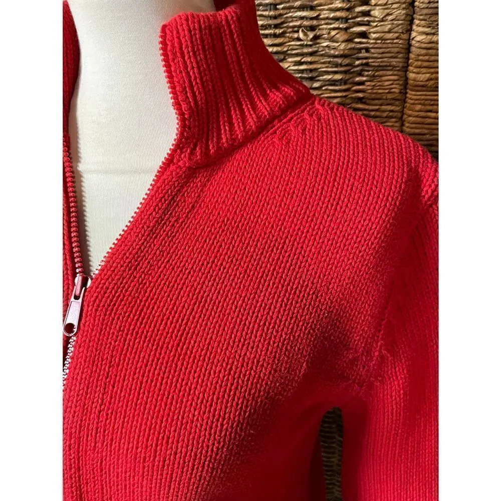 Esprit Vintage (Deadstock) Full Zip Long Sleeve 100% Cotton Mock Collar Red Card - Image 10